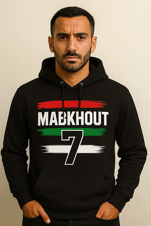 Mabkhout 7 Hooded Sweatshirt – Uae Flag Design 3 Thread Digital Printing with Kangaroo Pocket