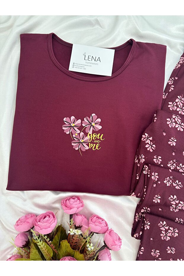 طقم بيجامة صوفيا بنقشة زهرة البرقوق - 8