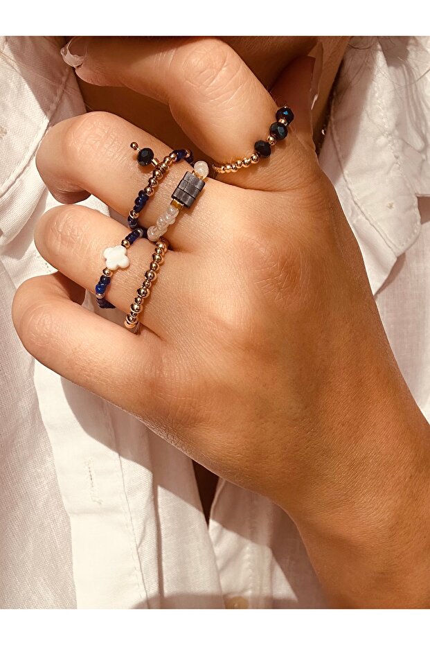 مجموعة مينيمال مكونة من 5 خواتم من الخرز - 3