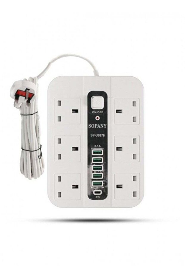 شريط طاقة ذكي متعدد المنافذ من سوباني، 3 أمتار، 6 مقابس، 5 منافذ USB، 1 منفذ PD
