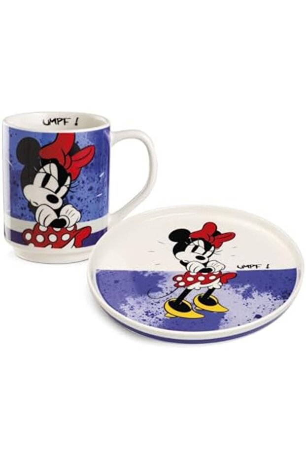 Side Plate + Stackable Mug Set – Mickey & Minnie Mouse I AM Collection | New Bone China | Dis