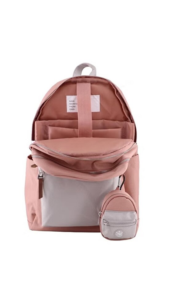 حقيبة ظهر كلاسيكية باللون الأزرق البحري مع ملحق - 2