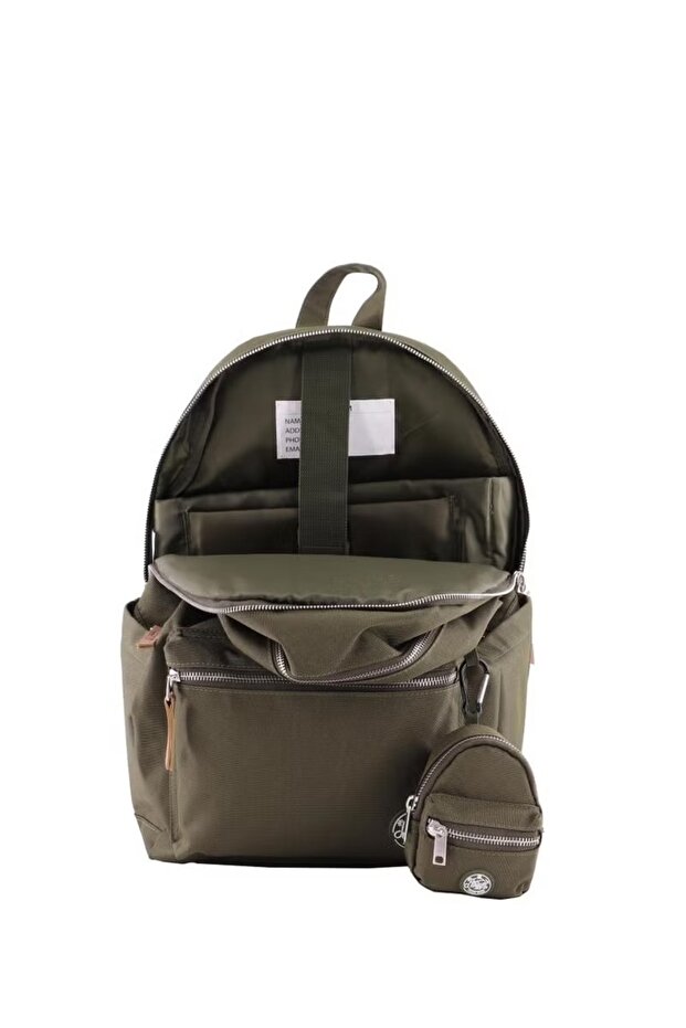 حقيبة ظهر كلاسيكية باللون الأزرق البحري مع ملحق - 2