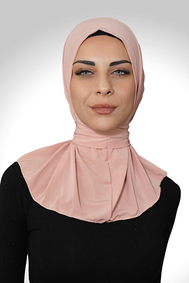 وشاح عملي جاهز للارتداء مع أزرار كبس، لون مسحوق / مناسب للبحر وحمام السباحة