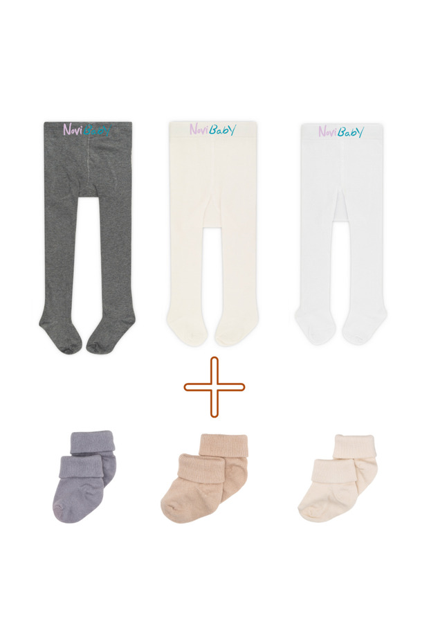 3-Piece Baby and Kids Cotton Pantyhose & Newborn Bamboo Baby Socks Set with Soft, Stretchy Construction