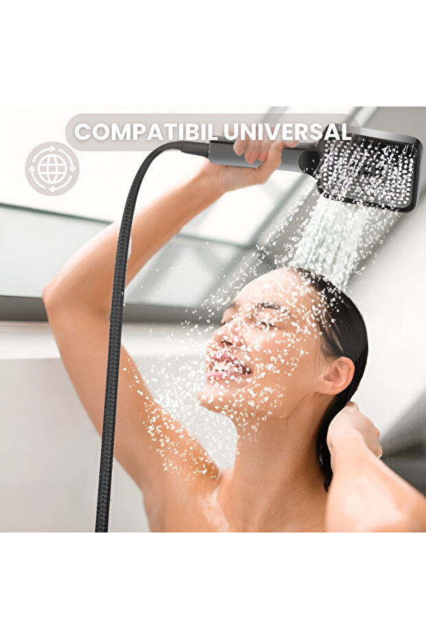 5-Function Pressurized Shower Head with On Off Button, shower head - 4