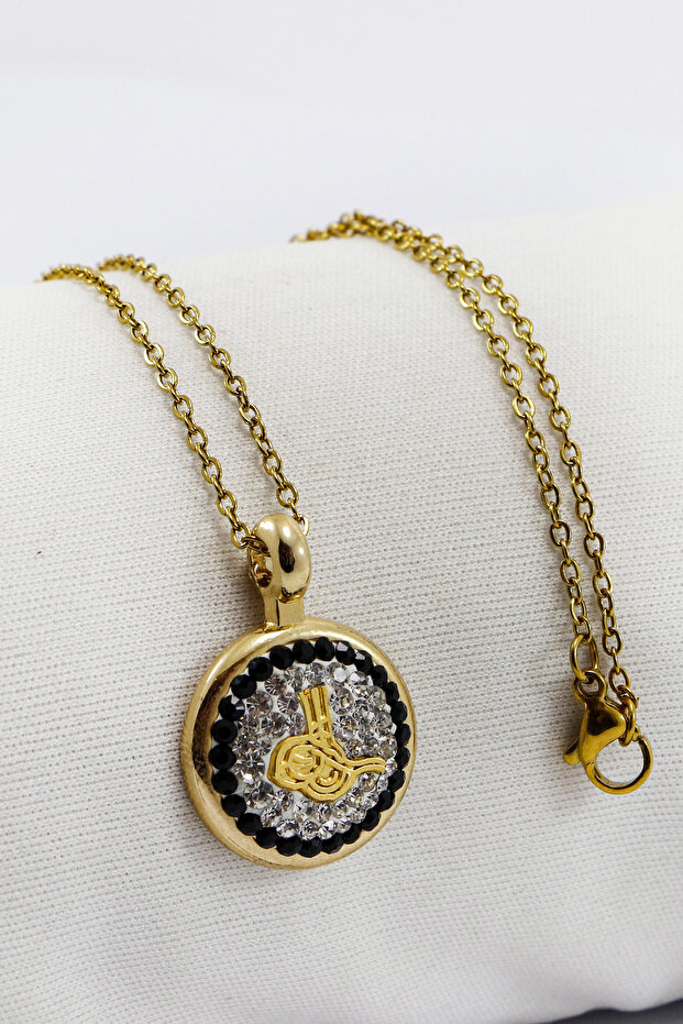 Bright Stone Ottoman Tugra Stainless Steel Necklace (60 cm)
