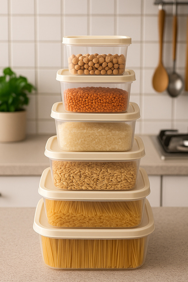 Set of 6 Square Food Storage Containers Multi-Purpose Storage Container Suitable for Microwave and Deep Freezer - 2