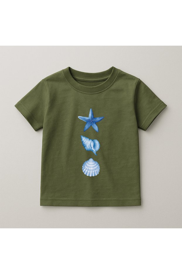 Sea Crew Neck 100% Cotton Printed Short Sleeve Children's and Teenage T-Shirt