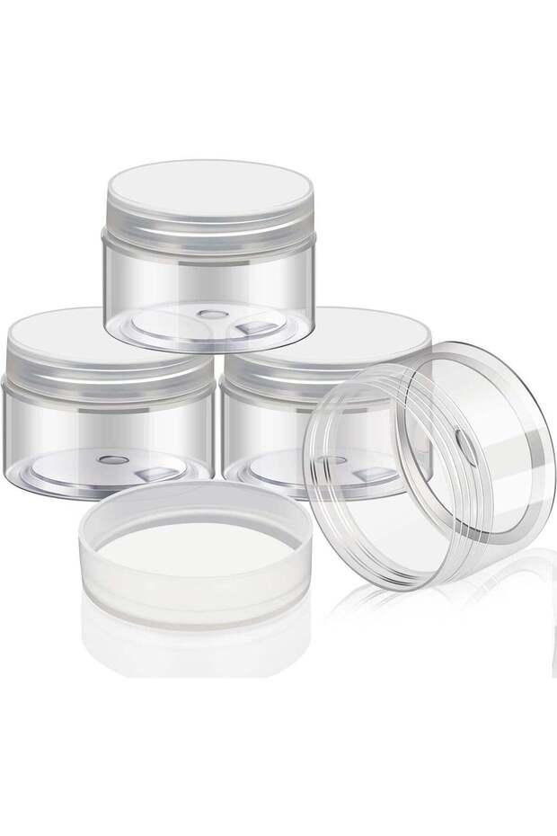 4 Pieces Round Clear Wide Mouth Leak Proof Plastic Container Jars with Lids for Travel Storage Make