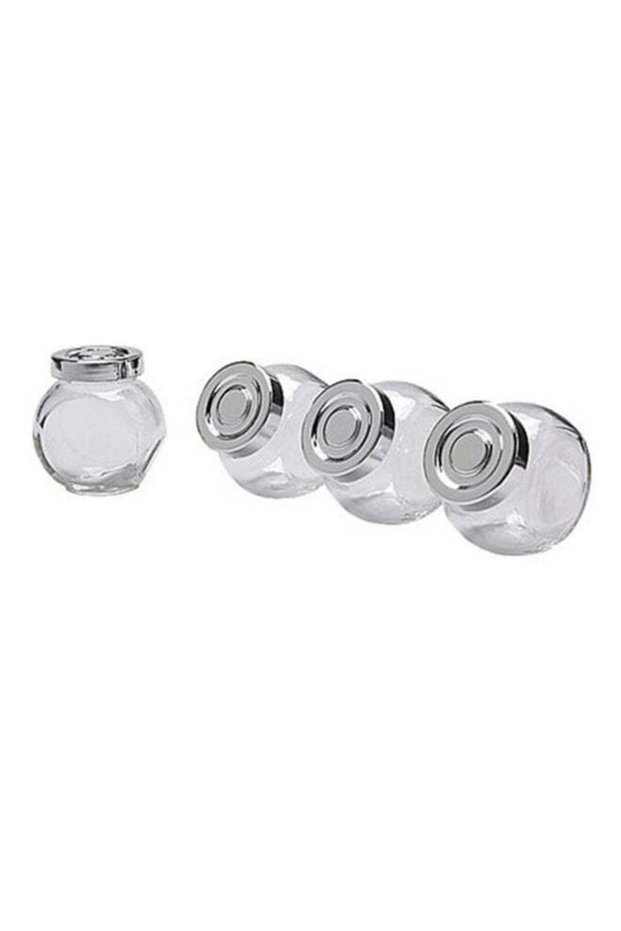 Pack Of 4 Glass Spice Jar With Lid Clear