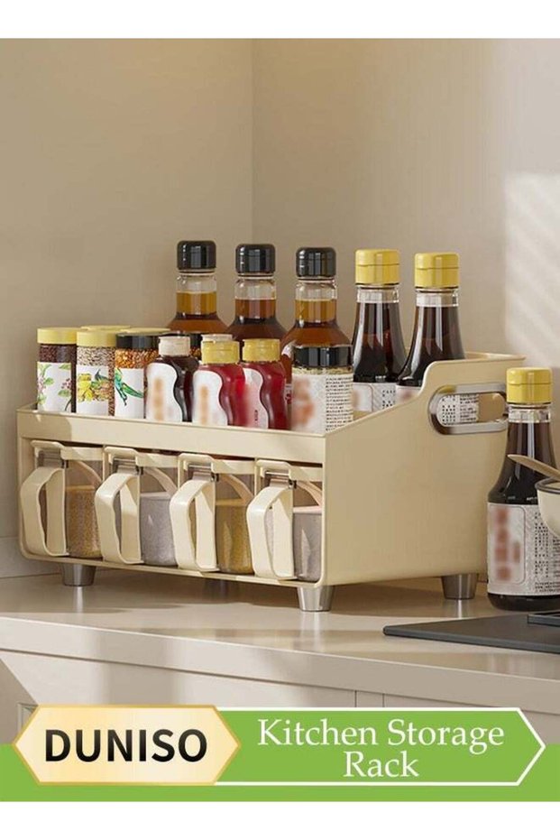 Spice Organizer With 4 Spice Boxes, Home Kitchen Spice Rack, Multifunctional Spice Jar Combination