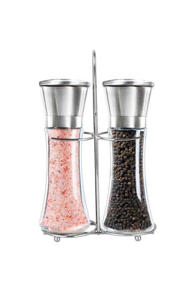 2 Piece Home EC Premium Stainless Steel Salt and Pepper Grinder Set