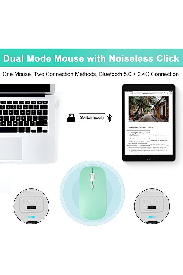 Wireless Bluetooth keyboard and mouse case for Galaxy Tab S9 Plus 12.4 inches green - 6