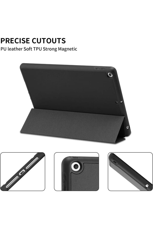 Premium case for Galaxy Tab S6 Lite 10.4", synthetic leather, Pen holder, PC back, shockproof, Black - 4