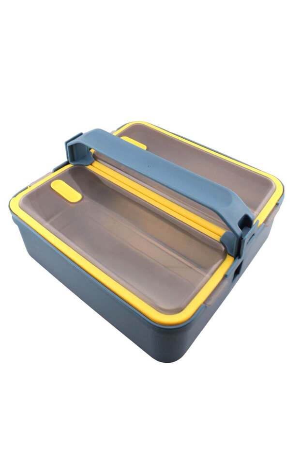 BrainGiggles 2 Compartments Stainless Steel With Handle Lunch Box with Removable Inner Tray Bento B