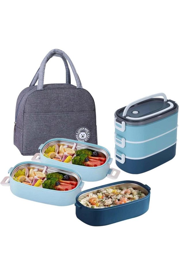 Stainless Steel Lunch Box Insulated Bento Box Multifunctional Containers Food Containers with 2 Com