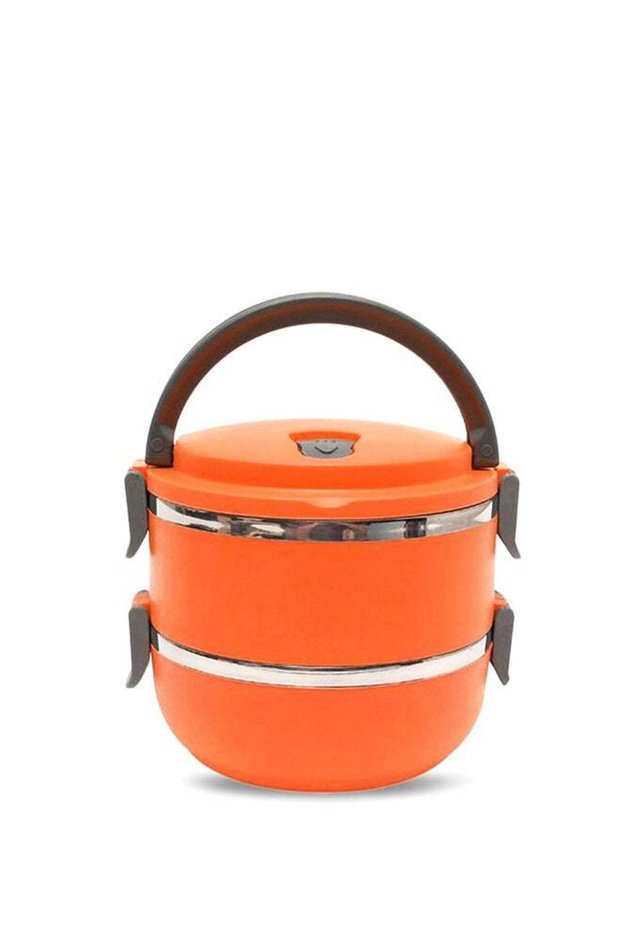 2-Layer Insulated Food Container Lunch Box Orange/Grey