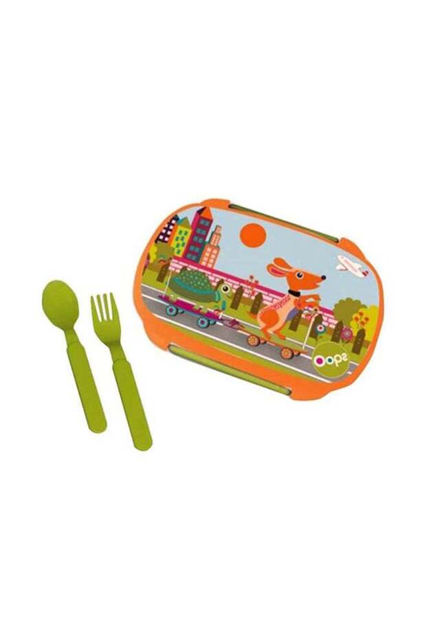 Cool-Lunch Kit - 370 ml Orange/Green 17.5x6.5x12.5cm