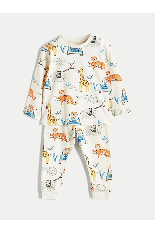 LCW Bisiklet Yaka Baskılı Erkek Bebek Pijama Takım (W5) - 1