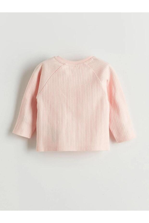 LCW baby Bisiklet Yaka Kız Bebek Hırka ve Pantolon 2'li (W5) - 3