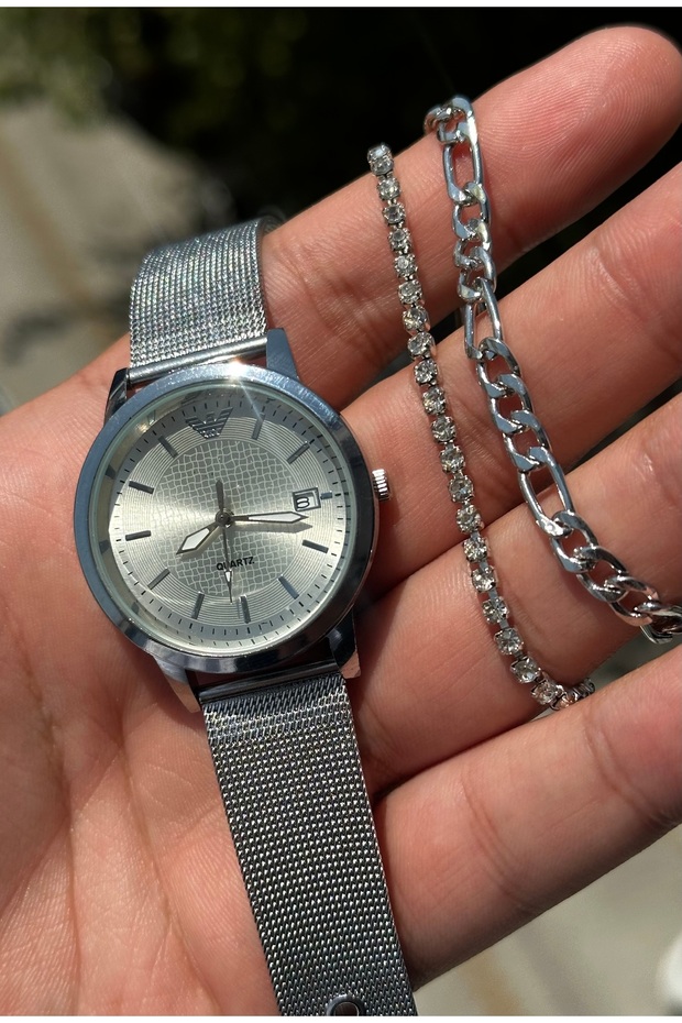 TAKVİMLİ HASIR KORDON KOL SAATİ - 2