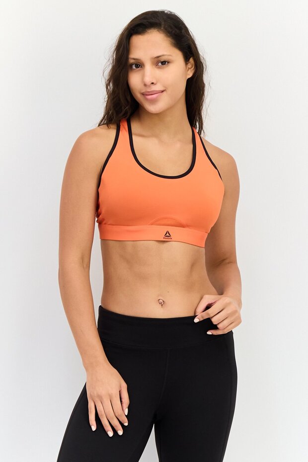 Women Brand Logo Padded Sports Bra, Red
