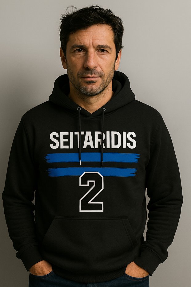 Seitaridis 2 Hooded Sweatshirt – Greece Player Hoodie Kangaroo Pocket 3 Thread Digital Print