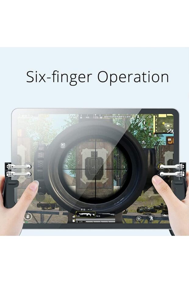 وحدة تحكم ألعاب Xspring المحمولة لأجهزة iPad/الأجهزة اللوحية، لوحة ألعاب بستة أصابع، زر تصويب، لوحة ألعاب حساسة لإطلاق النار - 7