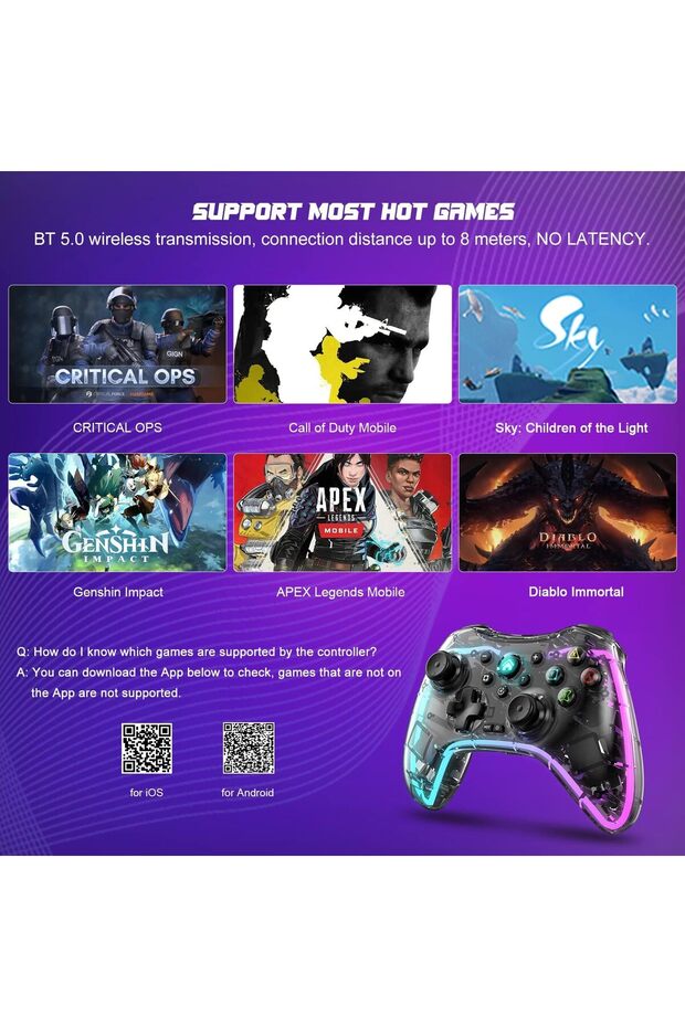 Wireless Game Controller Rechargeable Bluetooth Gaming Controller Ios Android Nintendo Switch P5 P4 - 5