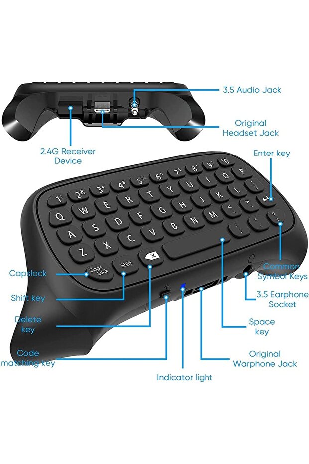 Wireless Keyboard Xbox Series X/S Controller Xbox One/S/Controller Gamepad 2.4Ghz Mini Qwerty - 4