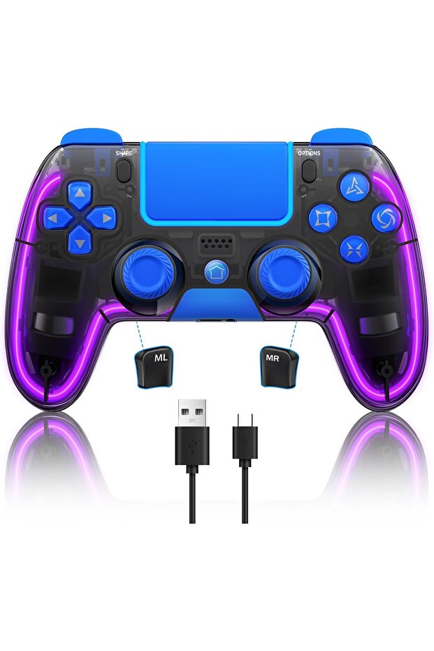 Controllers Ps4 Led Wireless Ps4 Remote Hall 3D Joystick Dual 4 Shock Rgb Custom Game Controllers - 1