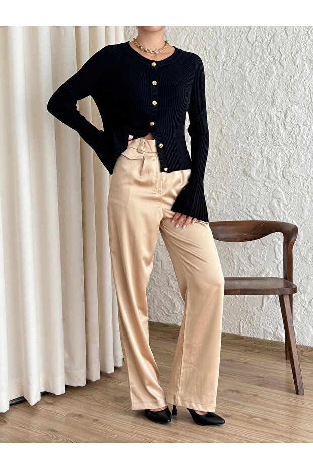 İspanyol Kol Annetta Triko Hırka Siyah - 2