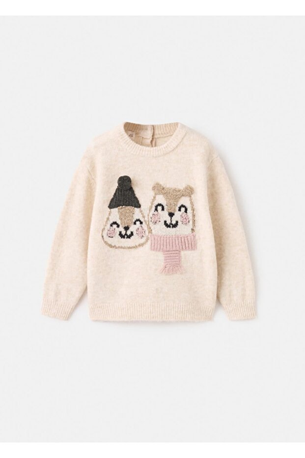 İşlemeli örgü kazak - 1