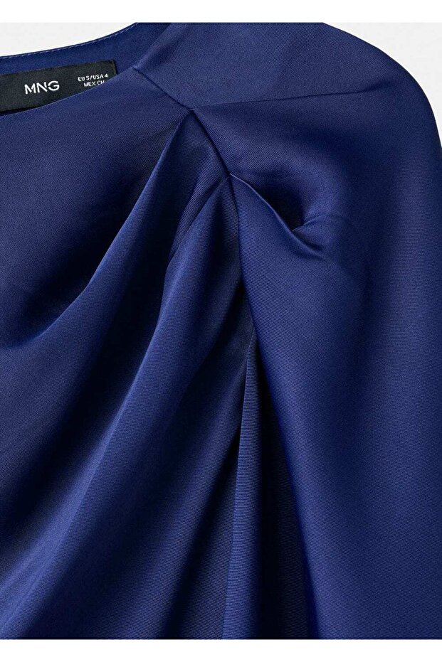 Asimetrik saten elbise - 5