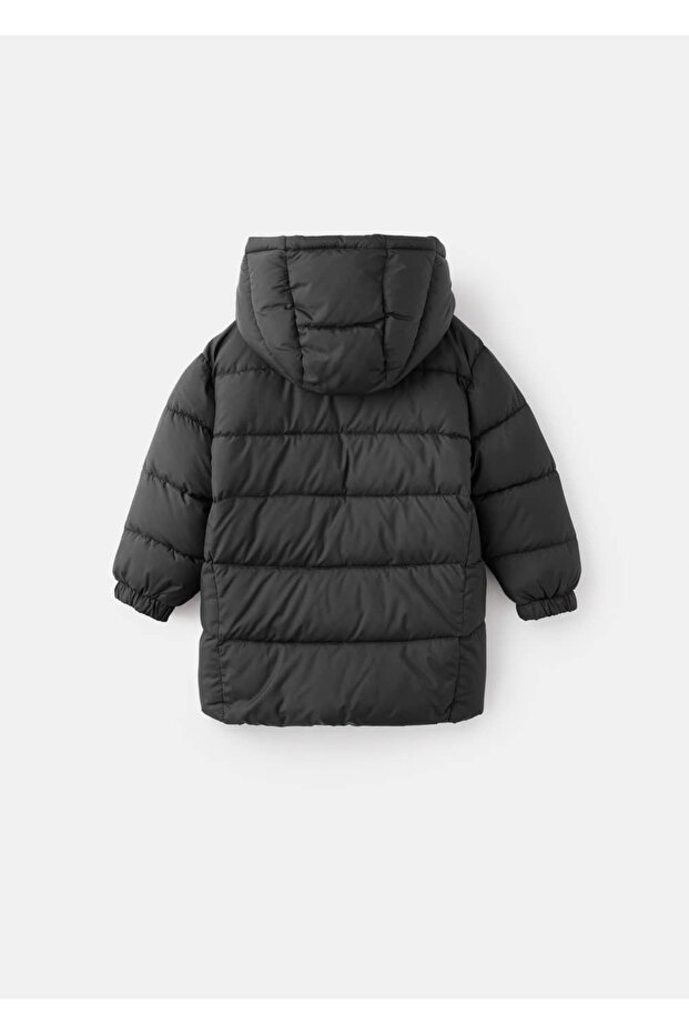 Kapüşonlu uzun kapitone anorak - 2