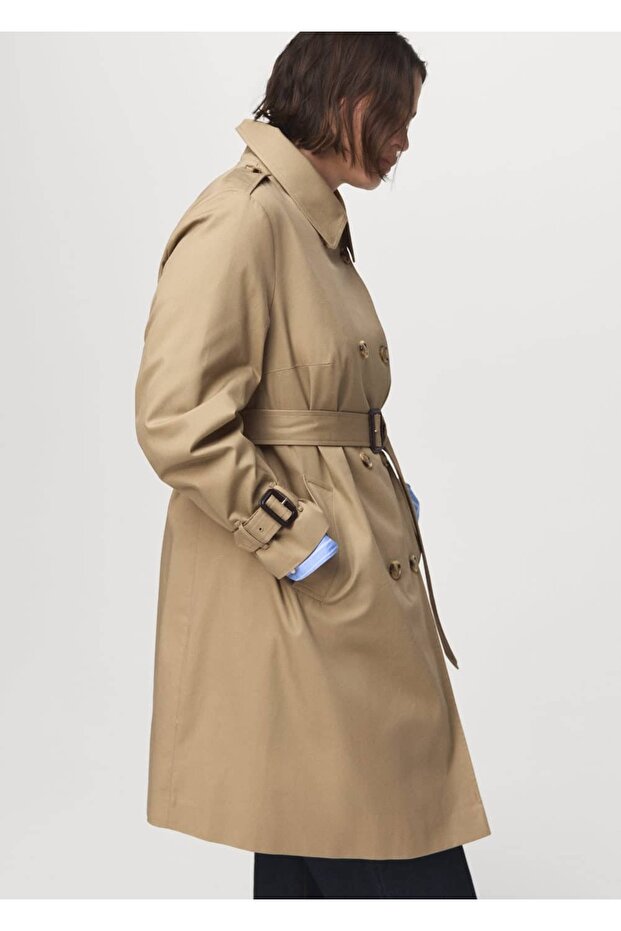 Klasik kemerli trençkot - 6