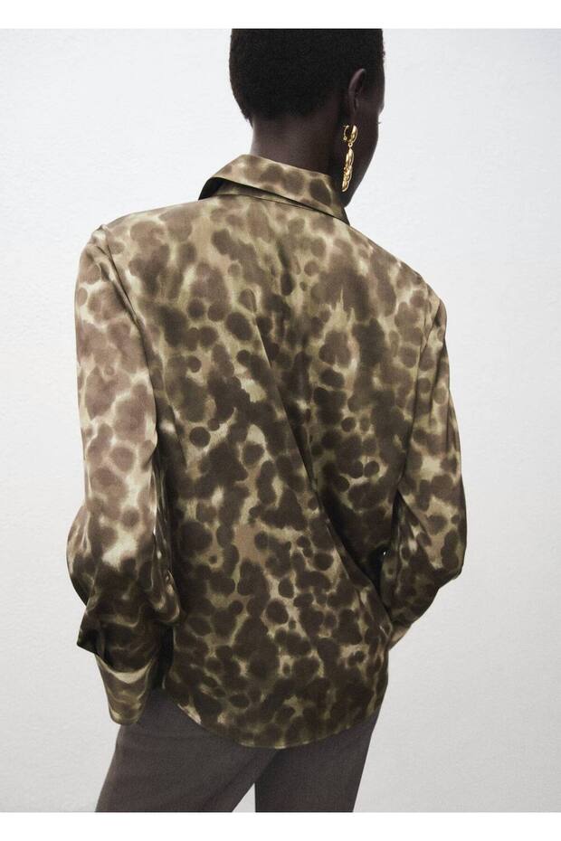 Desenli saten gömlek - 4