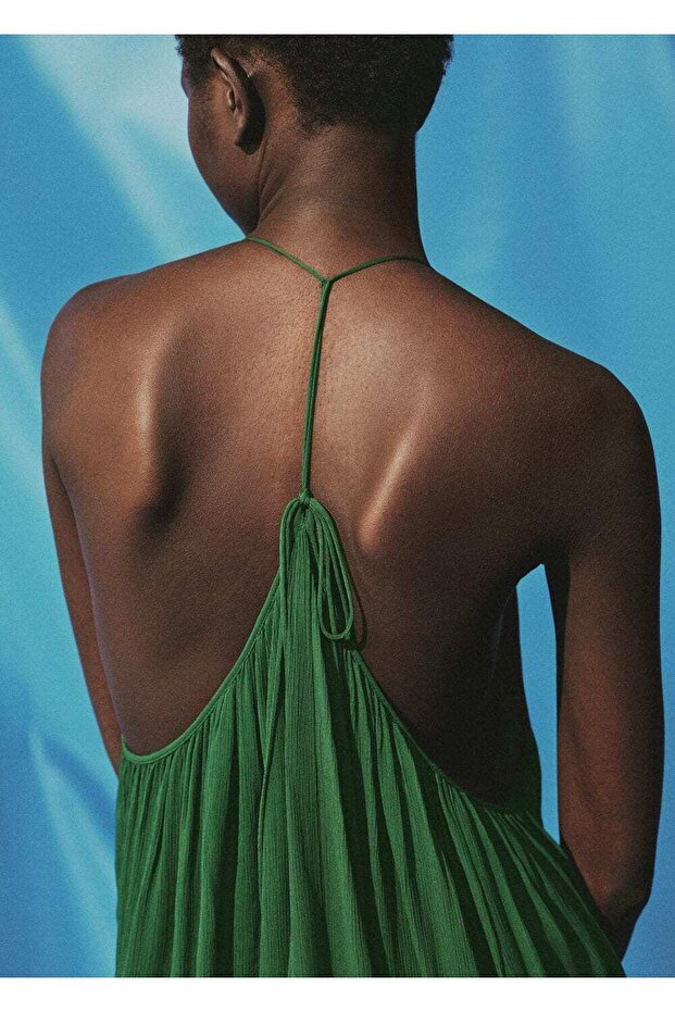 Pileli sırt dekolteli bluz - 6