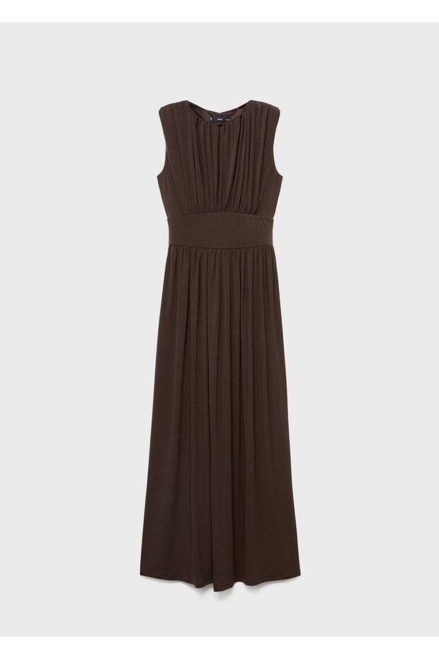 Büzgülü uzun elbise - 3