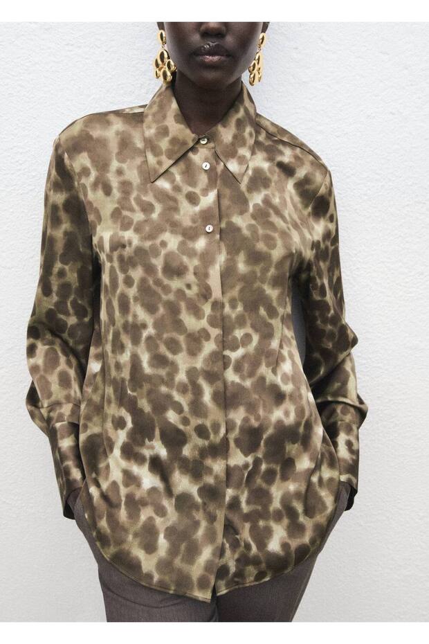 Desenli saten gömlek - 5