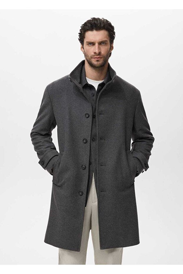 Dik yaka yün palto - 1