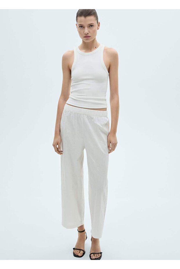 Keten karışımlı pantolon - 5