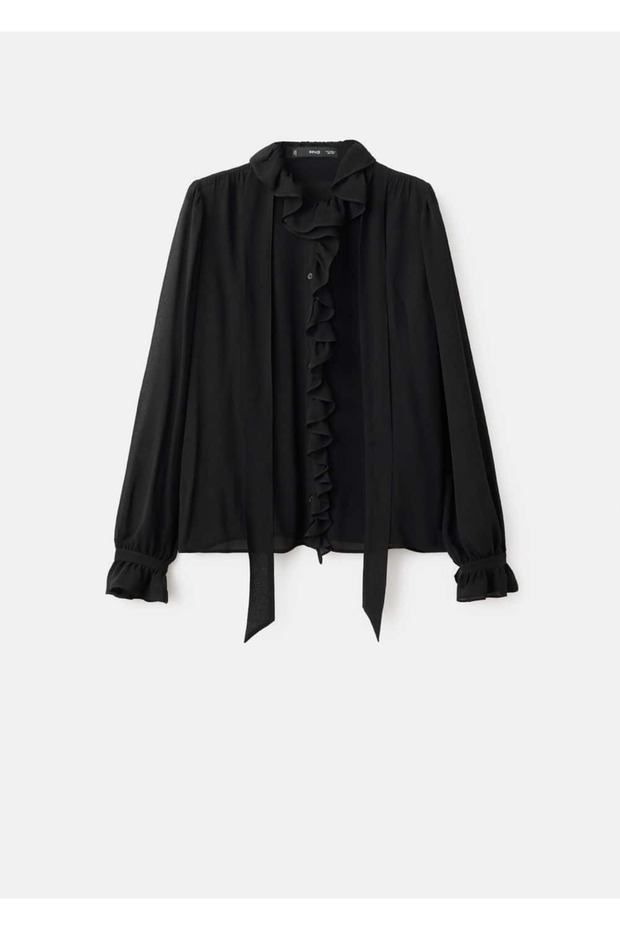 Volanlı fularlı bluz - 3