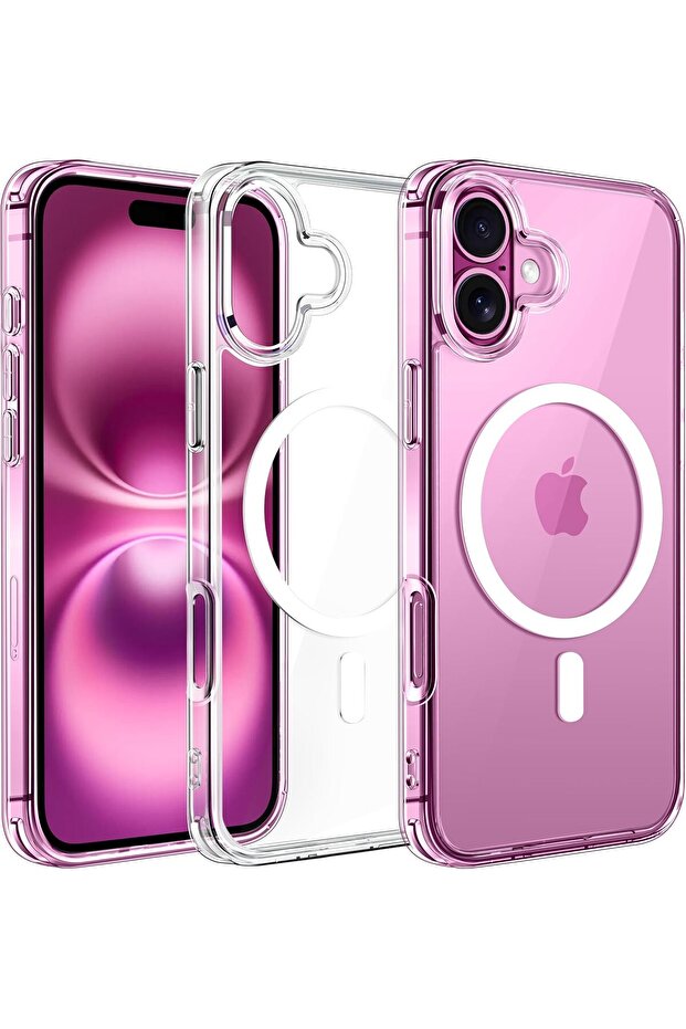 جراب مغناطيسي غير لامع لهاتف iPhone 16 Plus | شفاف - 1