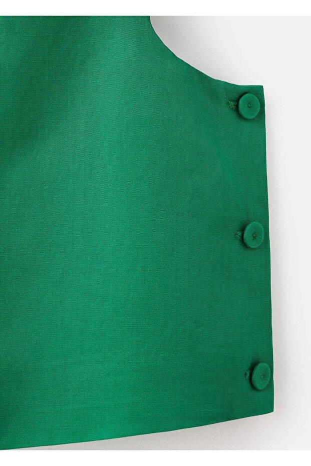 Düğmeli keten karışımlı bluz - 6