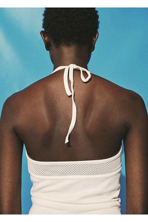 Delikli yaka bluz - 4