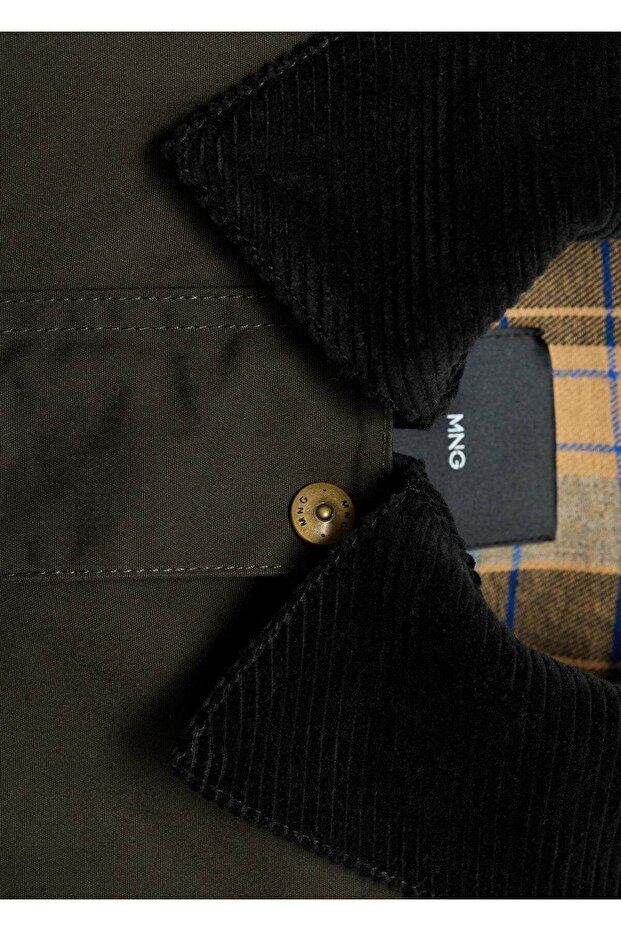 Kadife yaka pamuklu parka - 6