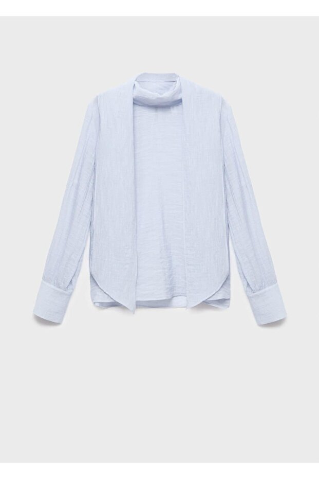 Fularlı dokulu bluz - 3