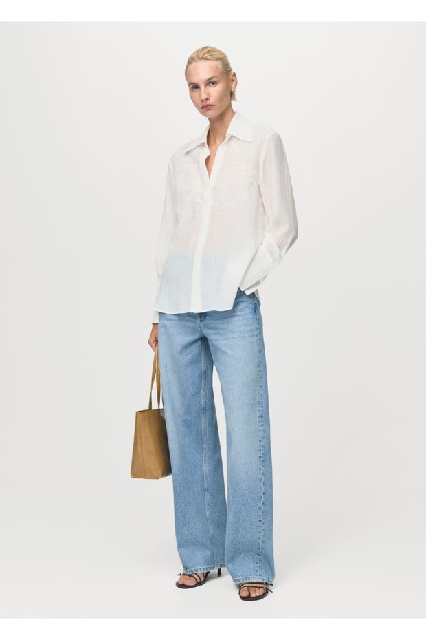 Yamalı lyocell gömlek - 2